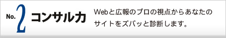 No.2 コンサル力 Webと広報のプロの視点からあなたのサイトをズバッと診断します。